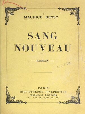 cover image of Sang nouveau